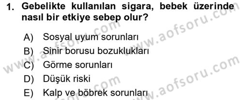 Çocuk Gelişimde Normal Ve Atipik Gelişim Dersi 2017 - 2018 Yılı (Vize) Ara Sınavı 1. Soru