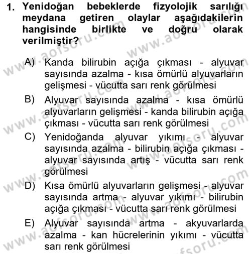 Çocuk Gelişimde Normal Ve Atipik Gelişim Dersi 2017 - 2018 Yılı (Final) Dönem Sonu Sınavı 1. Soru