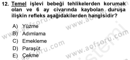 Çocuk Gelişimde Normal Ve Atipik Gelişim Dersi 2018 - 2019 Yılı (Vize) Ara Sınavı 12. Soru