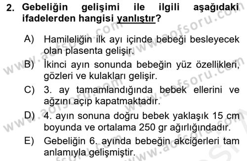 Çocuk Gelişimde Normal Ve Atipik Gelişim Dersi 2018 - 2019 Yılı (Vize) Ara Sınavı 2. Soru