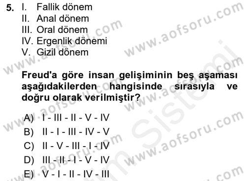 Çocuk Gelişimde Normal Ve Atipik Gelişim Dersi 2018 - 2019 Yılı (Vize) Ara Sınavı 5. Soru