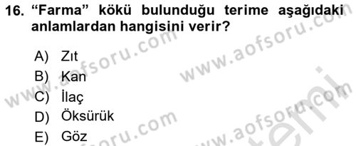 Çocuk Gelişimde Normal Ve Atipik Gelişim Dersi 2020 - 2021 Yılı Yaz Okulu Sınavı 16. Soru