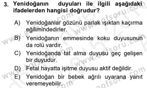 Çocuk Gelişiminde Normal Ve Atipik Gelişim Dersi 2015 - 2016 Yılı (Vize) Ara Sınav Soruları 3. Soru