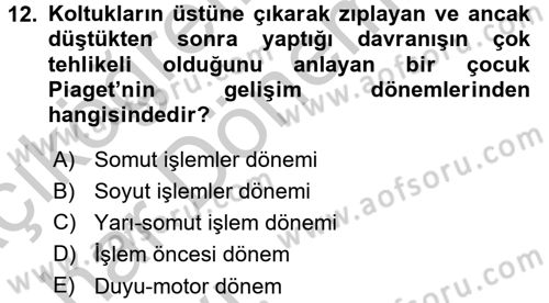 Çocuk Gelişiminde Normal Ve Atipik Gelişim Dersi 2016 - 2017 Yılı (Vize) Ara Sınav Soruları 12. Soru