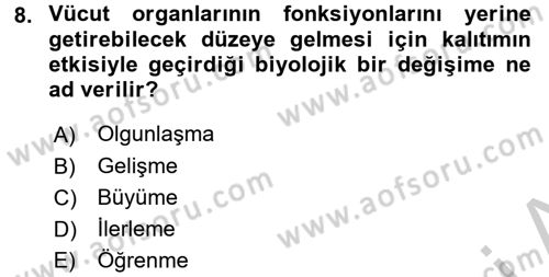 Çocuk Gelişiminde Normal Ve Atipik Gelişim Dersi 2016 - 2017 Yılı (Vize) Ara Sınav Soruları 8. Soru