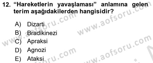 Çocuk Gelişiminde Normal Ve Atipik Gelişim Dersi 2020 - 2021 Yılı Yaz Okulu Sınav Soruları 12. Soru