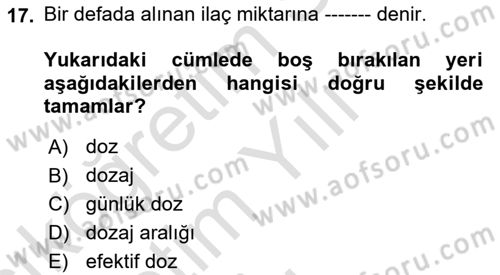 Çocuk Gelişiminde Normal Ve Atipik Gelişim Dersi 2020 - 2021 Yılı Yaz Okulu Sınav Soruları 17. Soru