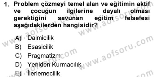 Öğretimde Planlama Ve Değerlendirme Dersi 2015 - 2016 Yılı (Vize) Ara Sınav Soruları 1. Soru