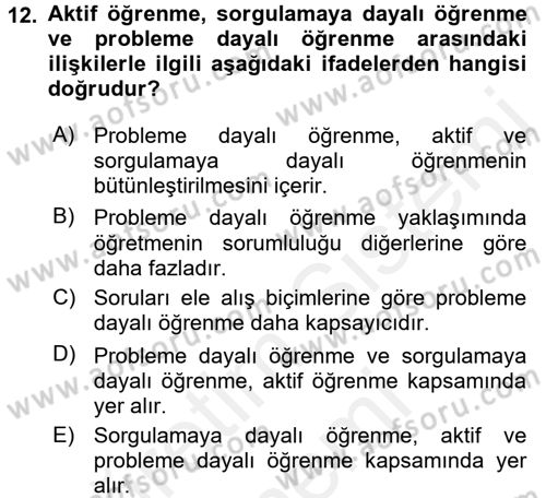 Öğretimde Planlama Ve Değerlendirme Dersi 2015 - 2016 Yılı (Vize) Ara Sınav Soruları 12. Soru