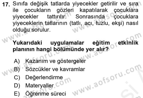 Öğretimde Planlama Ve Değerlendirme Dersi 2015 - 2016 Yılı (Vize) Ara Sınav Soruları 17. Soru