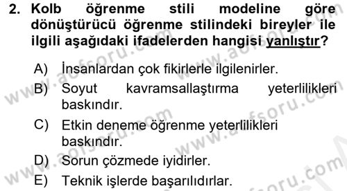 Öğretimde Planlama Ve Değerlendirme Dersi 2015 - 2016 Yılı (Vize) Ara Sınav Soruları 2. Soru