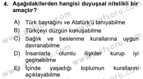 Öğretimde Planlama Ve Değerlendirme Dersi 2015 - 2016 Yılı (Vize) Ara Sınav Soruları 4. Soru