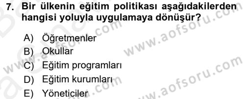 Öğretimde Planlama Ve Değerlendirme Dersi 2015 - 2016 Yılı (Vize) Ara Sınav Soruları 7. Soru