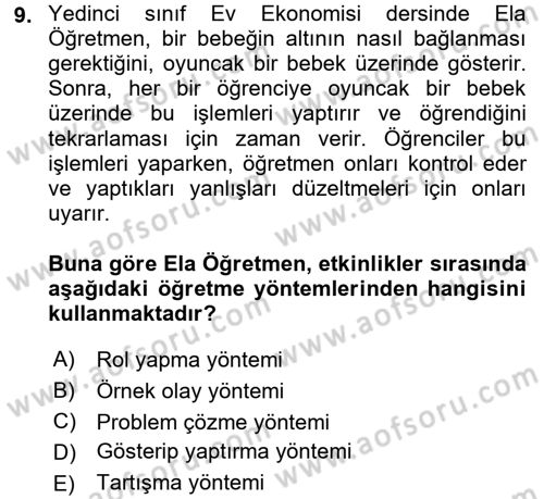 Öğretimde Planlama Ve Değerlendirme Dersi 2015 - 2016 Yılı (Vize) Ara Sınav Soruları 9. Soru