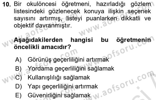 Öğretimde Planlama Ve Değerlendirme Dersi 2015 - 2016 Yılı (Final) Dönem Sonu Sınav Soruları 10. Soru