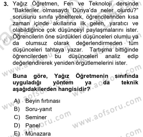 Öğretimde Planlama Ve Değerlendirme Dersi 2015 - 2016 Yılı (Final) Dönem Sonu Sınav Soruları 3. Soru