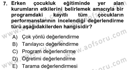 Öğretimde Planlama Ve Değerlendirme Dersi 2015 - 2016 Yılı (Final) Dönem Sonu Sınav Soruları 7. Soru
