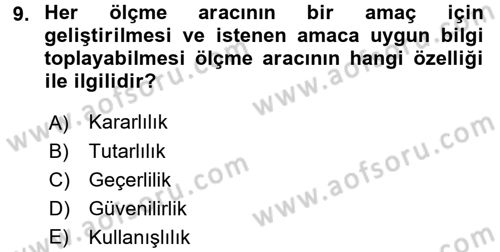 Öğretimde Planlama Ve Değerlendirme Dersi 2015 - 2016 Yılı (Final) Dönem Sonu Sınav Soruları 9. Soru
