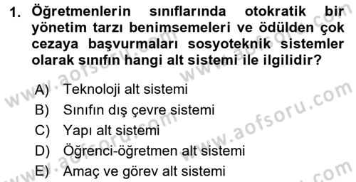 Öğretimde Planlama Ve Değerlendirme Dersi 2016 - 2017 Yılı 3 Ders Sınav Soruları 1. Soru