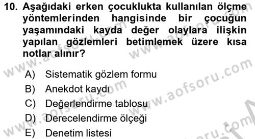 Öğretimde Planlama Ve Değerlendirme Dersi 2016 - 2017 Yılı 3 Ders Sınav Soruları 10. Soru