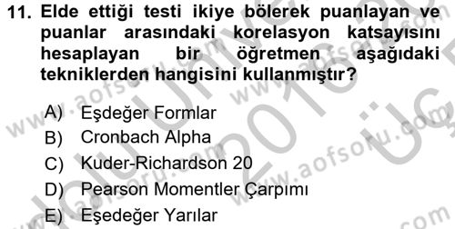 Öğretimde Planlama Ve Değerlendirme Dersi 2016 - 2017 Yılı 3 Ders Sınav Soruları 11. Soru