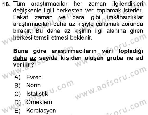 Öğretimde Planlama Ve Değerlendirme Dersi 2016 - 2017 Yılı 3 Ders Sınav Soruları 16. Soru