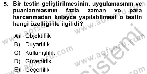 Öğretimde Planlama Ve Değerlendirme Dersi 2016 - 2017 Yılı 3 Ders Sınav Soruları 5. Soru