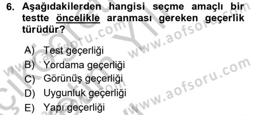 Öğretimde Planlama Ve Değerlendirme Dersi 2016 - 2017 Yılı 3 Ders Sınav Soruları 6. Soru