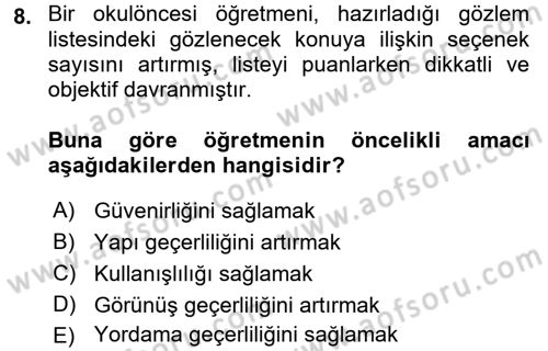 Öğretimde Planlama Ve Değerlendirme Dersi 2016 - 2017 Yılı 3 Ders Sınav Soruları 8. Soru