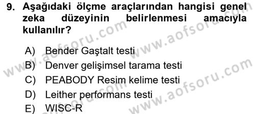 Öğretimde Planlama Ve Değerlendirme Dersi 2016 - 2017 Yılı 3 Ders Sınav Soruları 9. Soru