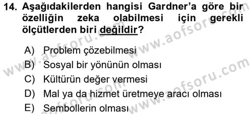 Öğretimde Planlama Ve Değerlendirme Dersi 2016 - 2017 Yılı (Vize) Ara Sınav Soruları 14. Soru