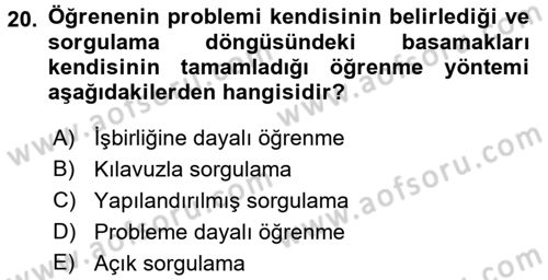 Öğretimde Planlama Ve Değerlendirme Dersi 2016 - 2017 Yılı (Vize) Ara Sınav Soruları 20. Soru