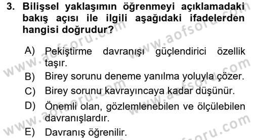 Öğretimde Planlama Ve Değerlendirme Dersi 2016 - 2017 Yılı (Vize) Ara Sınav Soruları 3. Soru