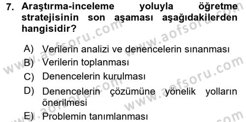 Öğretimde Planlama Ve Değerlendirme Dersi 2016 - 2017 Yılı (Vize) Ara Sınav Soruları 7. Soru