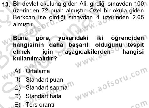 Öğretimde Planlama Ve Değerlendirme Dersi 2016 - 2017 Yılı (Final) Dönem Sonu Sınav Soruları 13. Soru