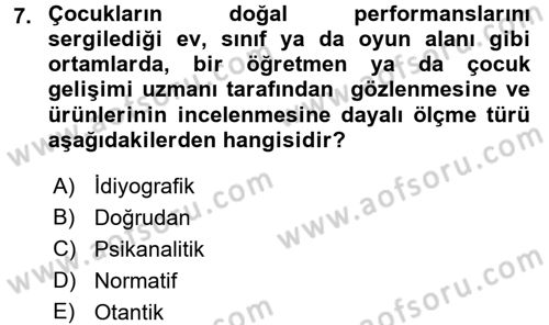 Öğretimde Planlama Ve Değerlendirme Dersi 2016 - 2017 Yılı (Final) Dönem Sonu Sınav Soruları 7. Soru