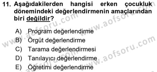 Öğretimde Planlama Ve Değerlendirme Dersi 2017 - 2018 Yılı 3 Ders Sınav Soruları 11. Soru