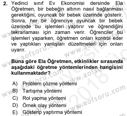 Öğretimde Planlama Ve Değerlendirme Dersi 2017 - 2018 Yılı 3 Ders Sınav Soruları 2. Soru