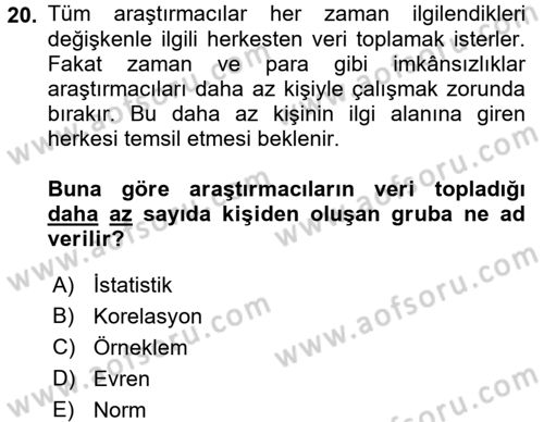 Öğretimde Planlama Ve Değerlendirme Dersi 2017 - 2018 Yılı 3 Ders Sınav Soruları 20. Soru