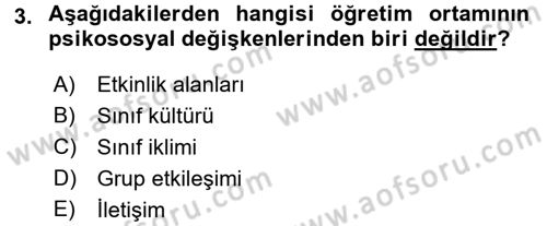 Öğretimde Planlama Ve Değerlendirme Dersi 2017 - 2018 Yılı 3 Ders Sınav Soruları 3. Soru