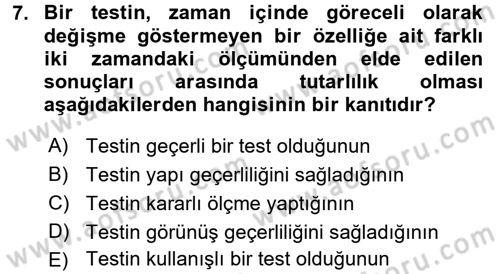 Öğretimde Planlama Ve Değerlendirme Dersi 2017 - 2018 Yılı 3 Ders Sınav Soruları 7. Soru