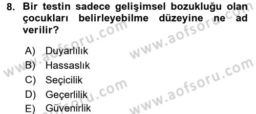 Öğretimde Planlama Ve Değerlendirme Dersi 2017 - 2018 Yılı 3 Ders Sınav Soruları 8. Soru