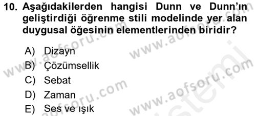 Öğretimde Planlama Ve Değerlendirme Dersi 2017 - 2018 Yılı (Vize) Ara Sınav Soruları 10. Soru