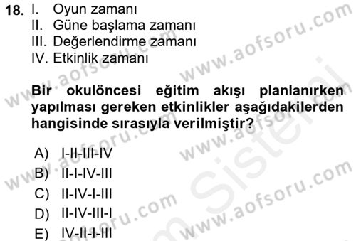 Öğretimde Planlama Ve Değerlendirme Dersi 2017 - 2018 Yılı (Vize) Ara Sınav Soruları 18. Soru