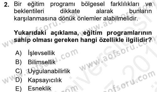 Öğretimde Planlama Ve Değerlendirme Dersi 2017 - 2018 Yılı (Vize) Ara Sınav Soruları 2. Soru