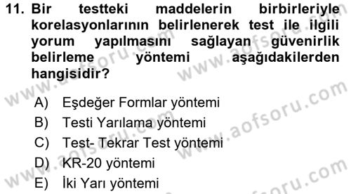 Öğretimde Planlama Ve Değerlendirme Dersi 2017 - 2018 Yılı (Final) Dönem Sonu Sınav Soruları 11. Soru