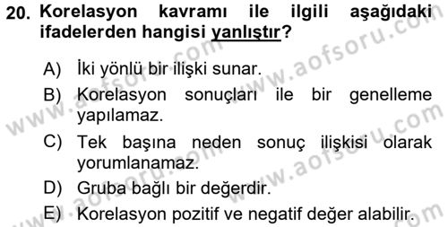 Öğretimde Planlama Ve Değerlendirme Dersi 2017 - 2018 Yılı (Final) Dönem Sonu Sınav Soruları 20. Soru