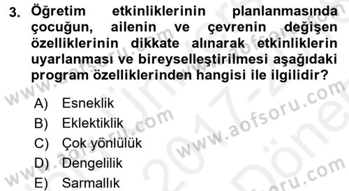Öğretimde Planlama Ve Değerlendirme Dersi 2017 - 2018 Yılı (Final) Dönem Sonu Sınav Soruları 3. Soru
