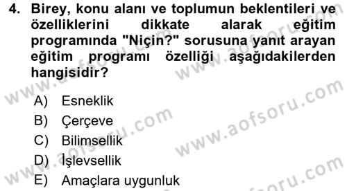 Öğretimde Planlama Ve Değerlendirme Dersi 2017 - 2018 Yılı (Final) Dönem Sonu Sınav Soruları 4. Soru