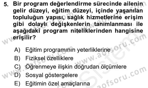 Öğretimde Planlama Ve Değerlendirme Dersi 2017 - 2018 Yılı (Final) Dönem Sonu Sınav Soruları 5. Soru